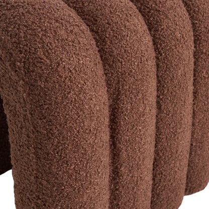2x Ridge Arch Ottoman Stool Teddy Fleece Fabric Foot Rest 45cm Brown