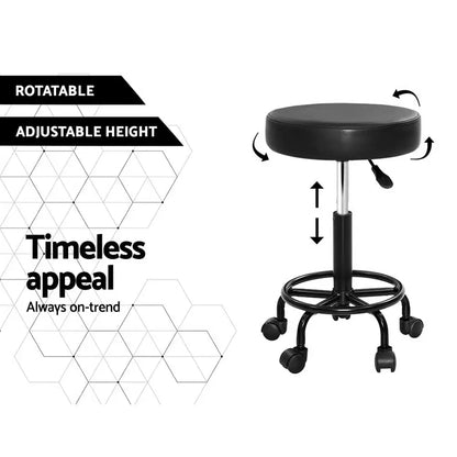 2x Salon Stool Round Swivel Chair