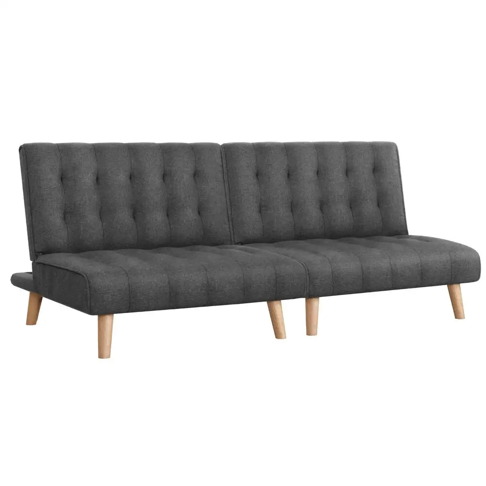 2x Sofa Bed Couch Single Seater Fabric Grey