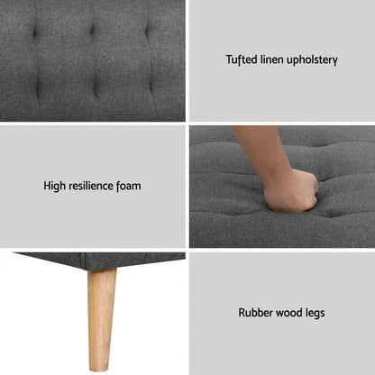 2x Sofa Bed Couch Single Seater Fabric Grey