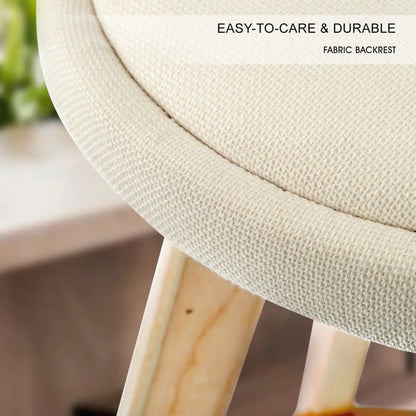 2x Wood Bar Stool Dining Chair Fabric Leila 72cm Beige