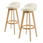 2x Wood Bar Stool Dining Chair Fabric Leila 72cm Beige