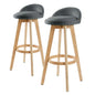 2x Wooden Bar Stool Dining Chair Fabric Leila 72cm Grey