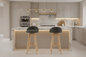 2X Wooden Bar Stool Dining Chair Fabric LEILA 72cm GREY