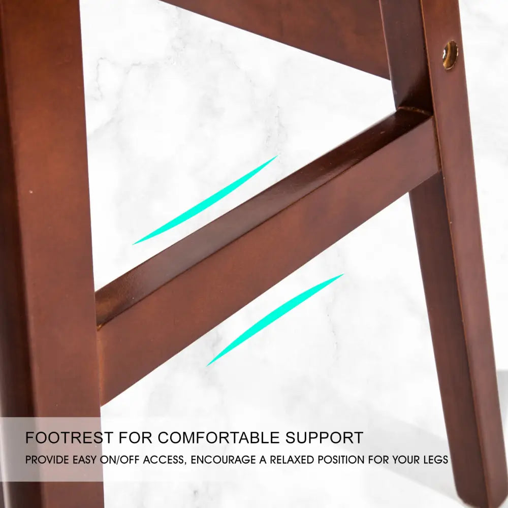 2x Wooden Bar Stool Dining Chair Leather Sophia 65cm White Brown
