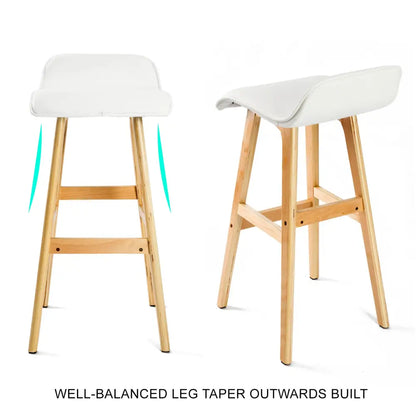 2x Wooden Bar Stool Dining Chair Leather Sophia 74cm White