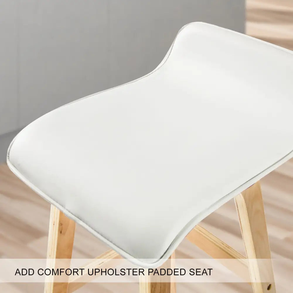 2x Wooden Bar Stool Dining Chair Leather Sophia 74cm White