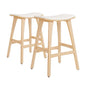 2x Wooden Bar Stool Padded Fabric Dining Chair Kanso 65cm Beige