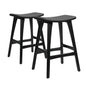 2x Wooden Bar Stool Padded Pu Leather Dining Chair Kanso 65cm Black