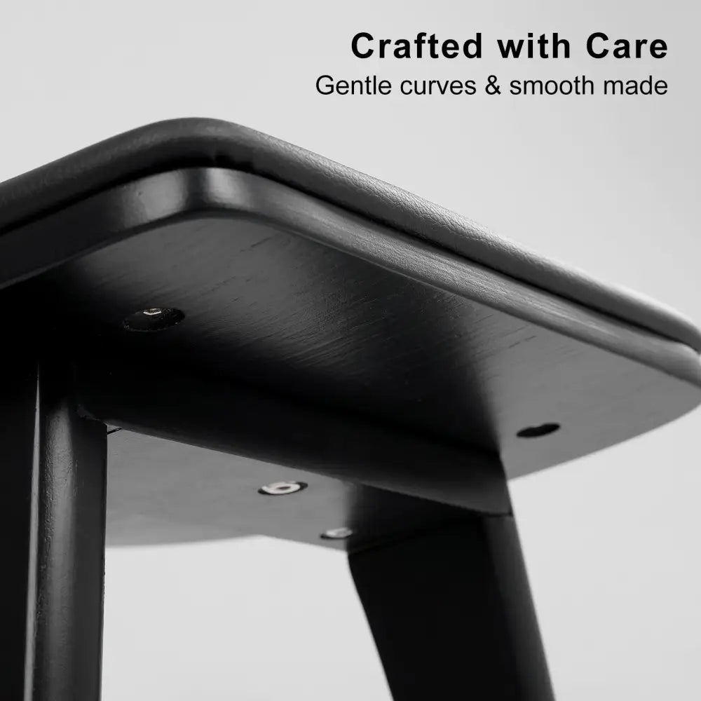 2x Wooden Bar Stool Padded Pu Leather Dining Chair Kanso 65cm Black