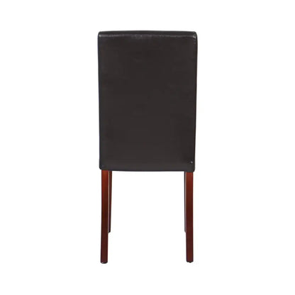2x Wooden Frame Brown Leatherette Dining Chairs with Solid Pine Legs