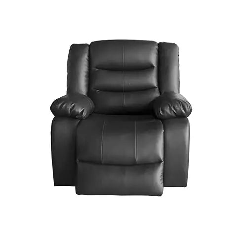 3 + 1 + 1 Seater Recliner Sofa in Faux Leather Lounge Couch in Black