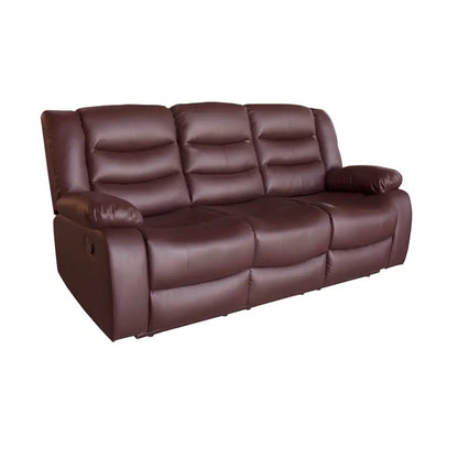 3 + 1 + 1 Seater Recliner Sofa in Faux Leather Lounge Couch in Brown