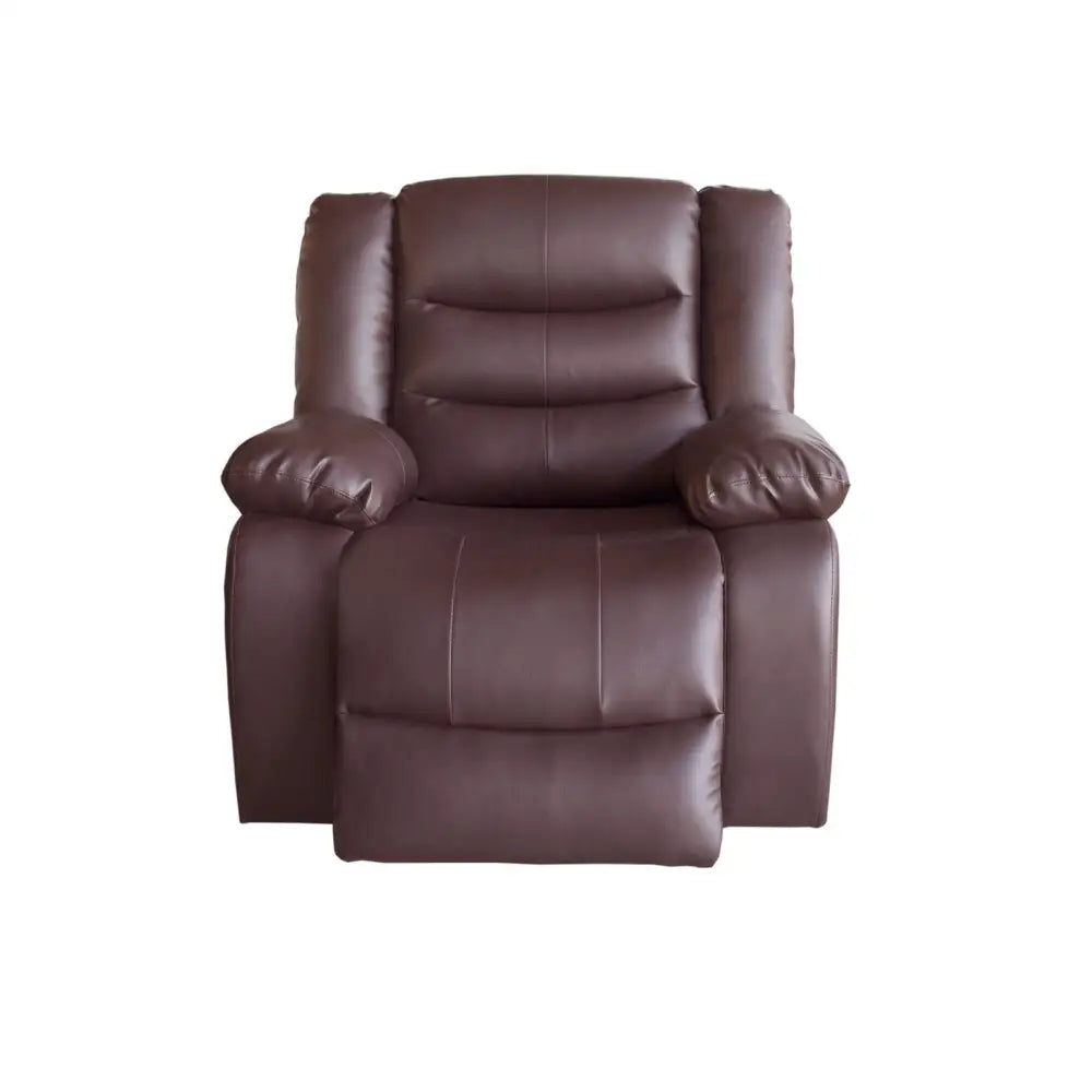 3 + 1 + 1 Seater Recliner Sofa in Faux Leather Lounge Couch in Brown