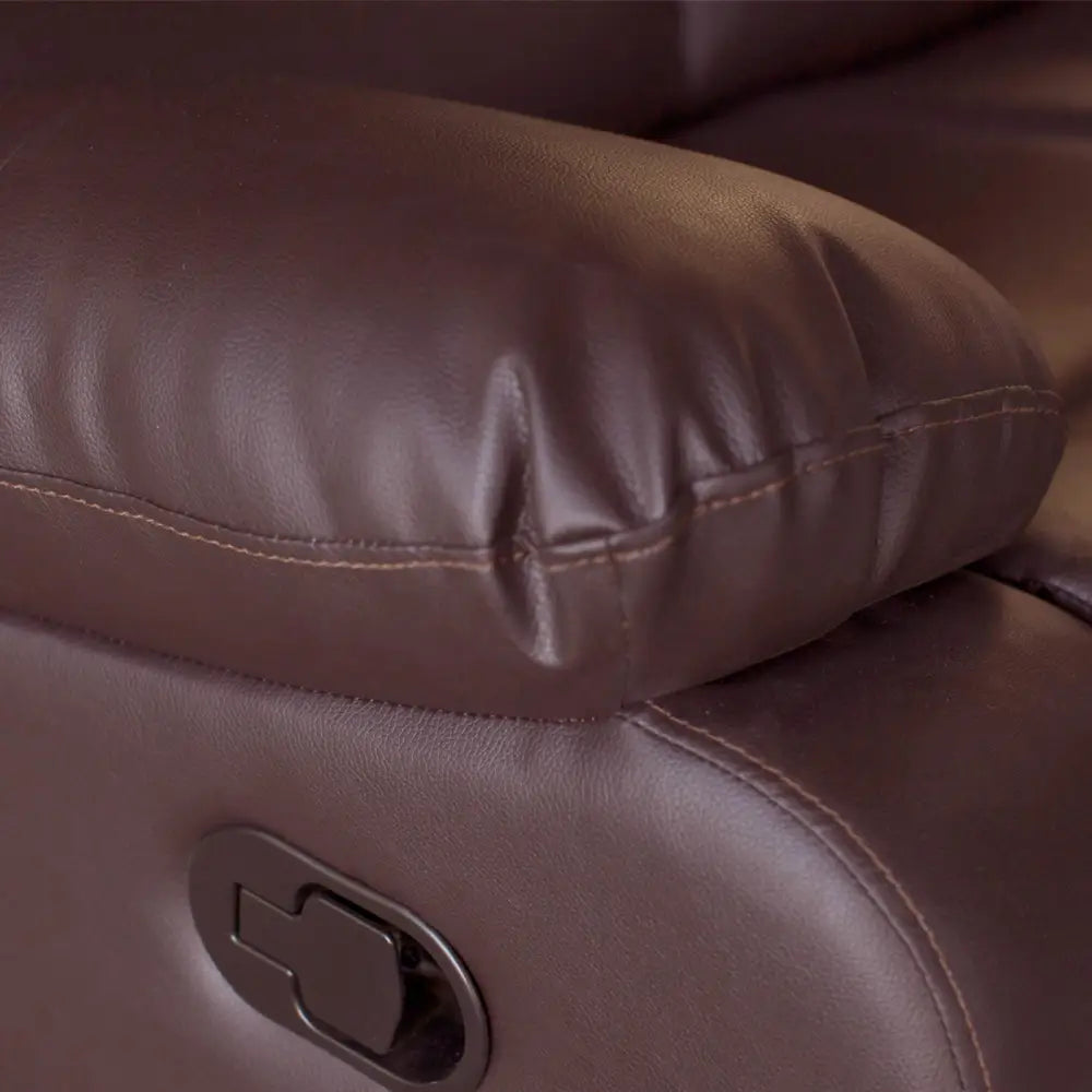 3 + 1 + 1 Seater Recliner Sofa in Faux Leather Lounge Couch in Brown