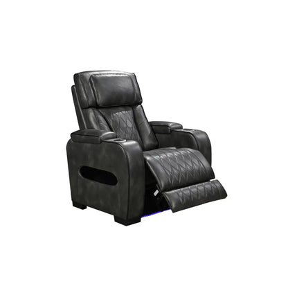 3-1-1 Seater Electric Air Leather Dark Grey Recliner Set