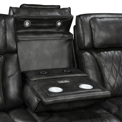 3-1-1 Seater Electric Air Leather Dark Grey Recliner Set