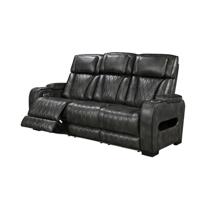 3-1-1 Seater Electric Air Leather Dark Grey Recliner Set