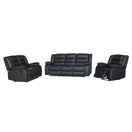 3 + 2 + 1 Seater Recliner Sofa in Faux Leather Lounge Couch in Black