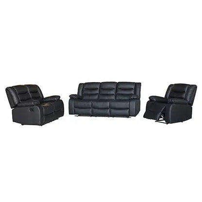3 + 2 + 1 Seater Recliner Sofa in Faux Leather Lounge Couch in Black