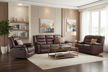 3+2+1 Seater Recliner Sofa In Faux Leather Lounge Couch in Brown