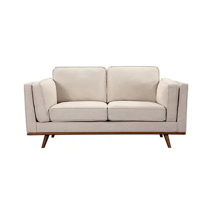 3 + 2 + 1 Seater Sofa Beige Fabric Lounge Set for Living Room Couch with Wooden Frame