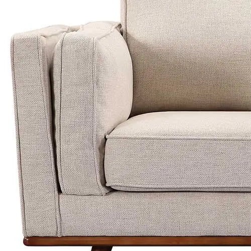 3 + 2 + 1 Seater Sofa Beige Fabric Lounge Set for Living Room Couch with Wooden Frame