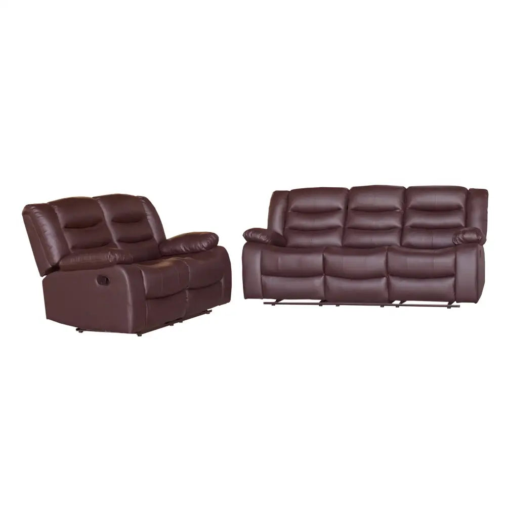 3 + 2 Seater Recliner Sofa in Faux Leather Lounge Couch in Brown