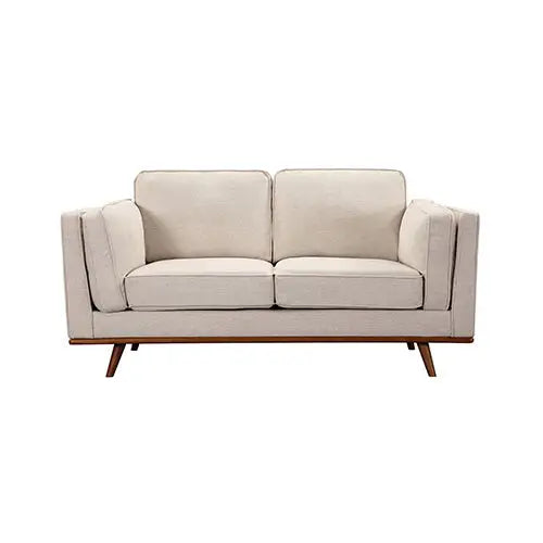 3 + 2 Seater Sofa Beige Fabric Lounge Set for Living Room Couch with Wooden Frame