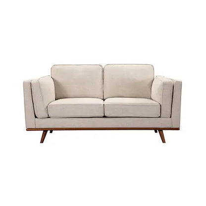 3 + 2 Seater Sofa Beige Fabric Lounge Set for Living Room Couch with Wooden Frame