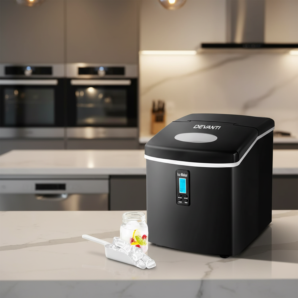 3.2L Portable Ice Cube Maker Machine Benchtop Counter Black