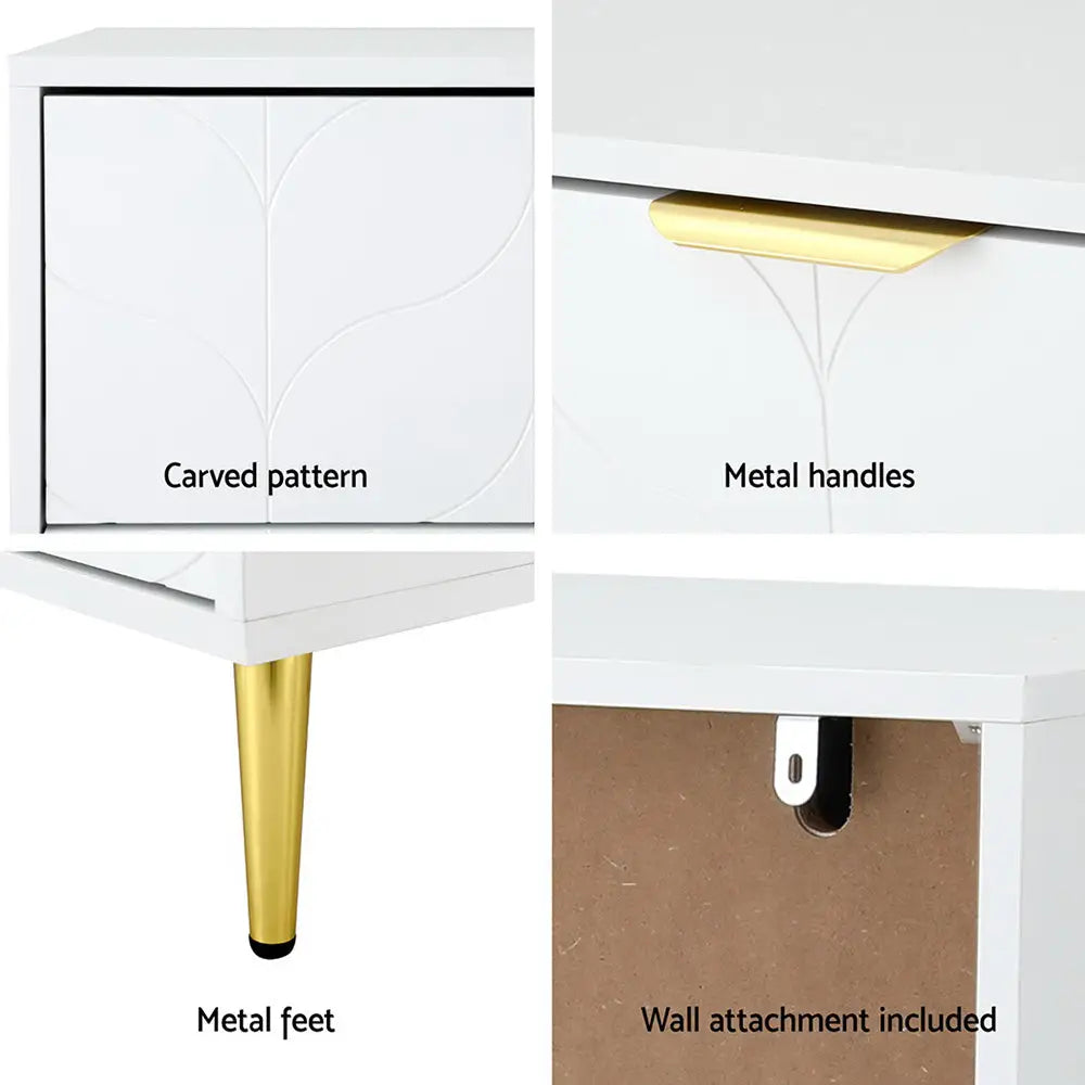 3 Chest of Drawers Lowboy Cabinet White