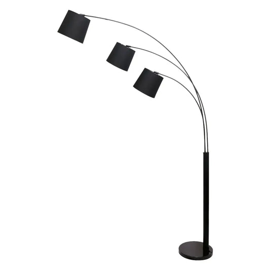 3-light Arc Floor Lamp Adjustable Black 3 Shades