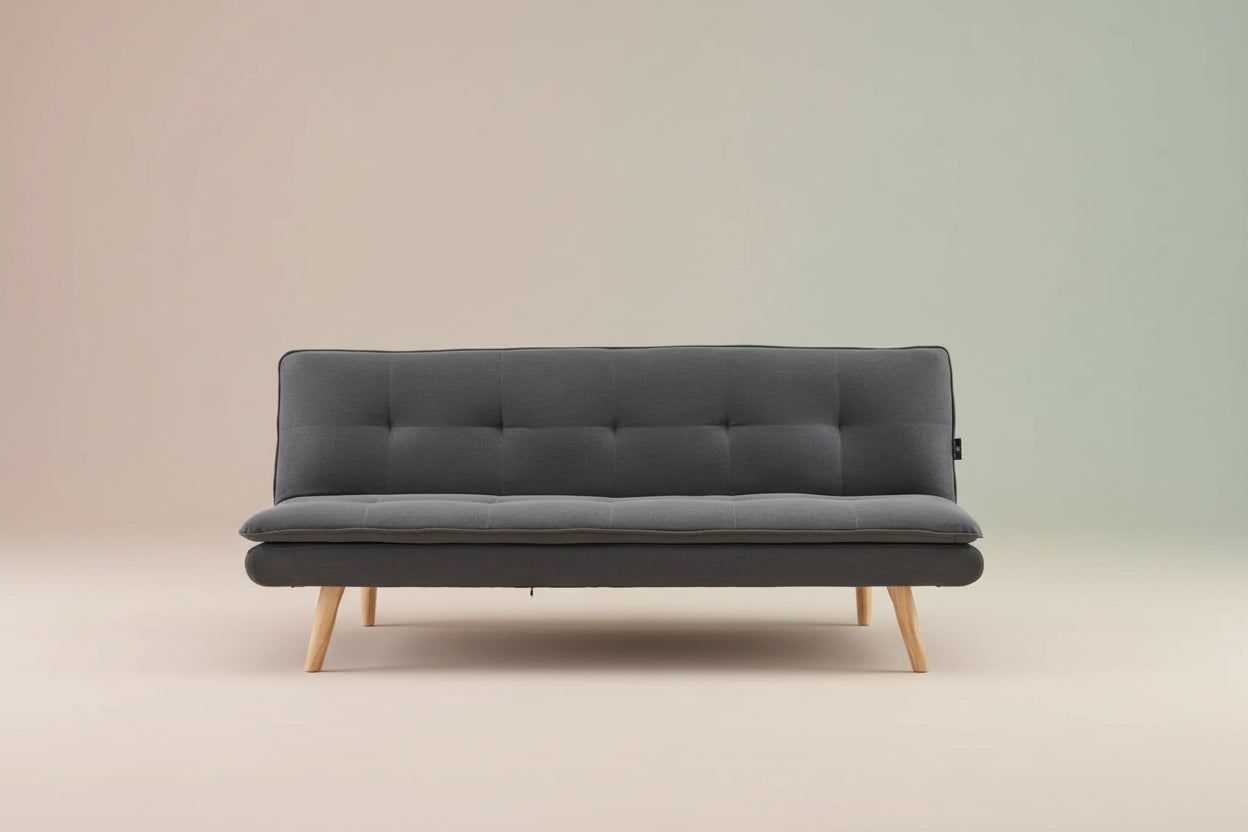 3 Seater Linen Sofa Bed Couch Lounge Futon - Dark Grey