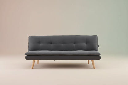 3 Seater Linen Sofa Bed Couch Lounge Futon - Dark Grey