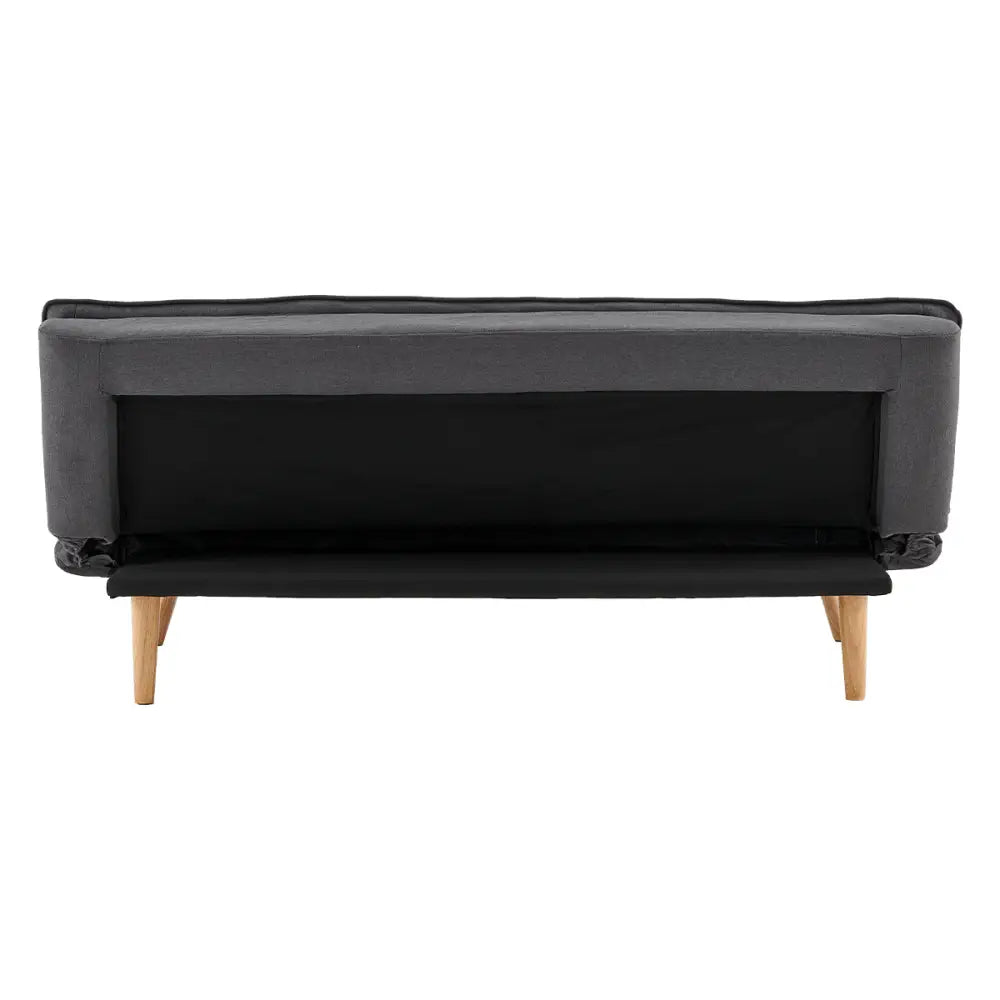 3 Seater Linen Sofa Bed Couch Lounge Futon - Dark Grey
