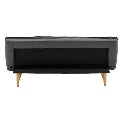 3 Seater Linen Sofa Bed Couch Lounge Futon - Dark Grey
