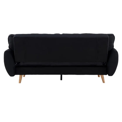 3 Seater Modular Linen Fabric Sofa Bed Couch Futon Suite - Black