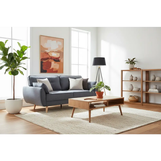 3 Seater Modular Linen Fabric Sofa Bed Couch Futon Suite - Dark Grey