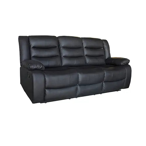 3 Seater Recliner Sofa in Faux Leather Lounge Couch in Black