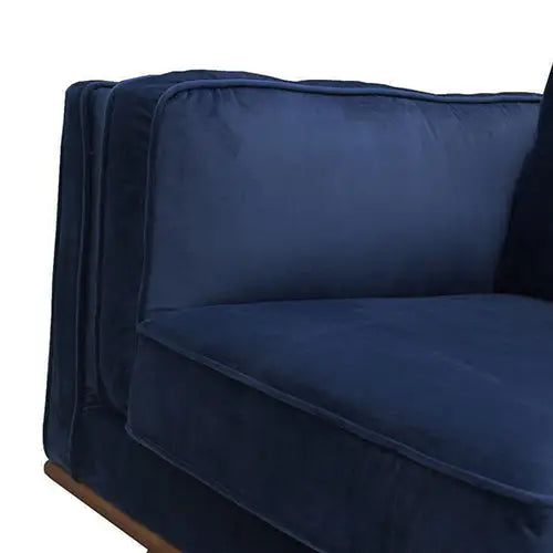3 Seater Sofa Soft Blue in Velvet Fabric Lounge Set for Living Room Couch with Wooden Frame