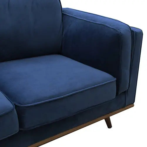3 Seater Sofa Soft Blue in Velvet Fabric Lounge Set for Living Room Couch with Wooden Frame