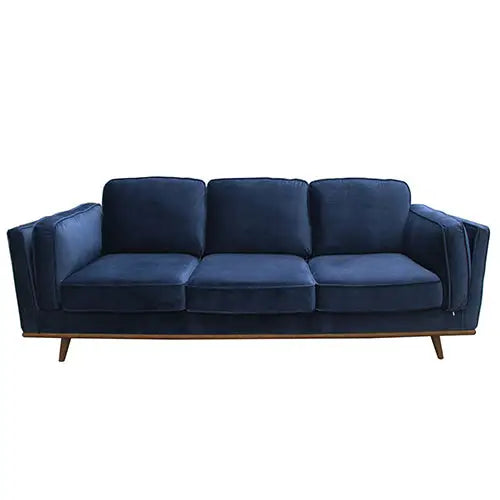 3 Seater Sofa Soft Blue in Velvet Fabric Lounge Set for Living Room Couch with Wooden Frame