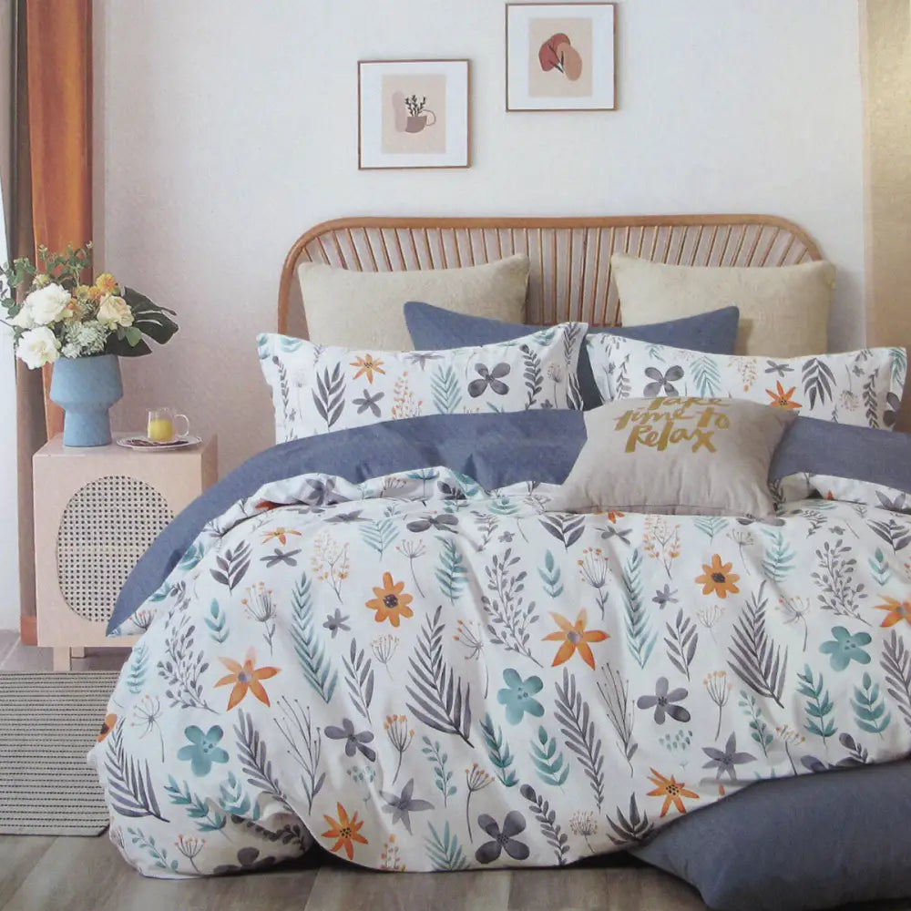300tc Adriana Reversible Cotton Quilt Cover Set King