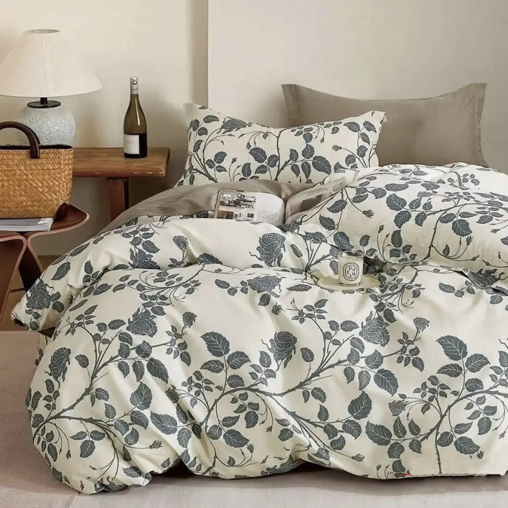 300tc Elisabeth Reversible Cotton Quilt Cover Set Queen