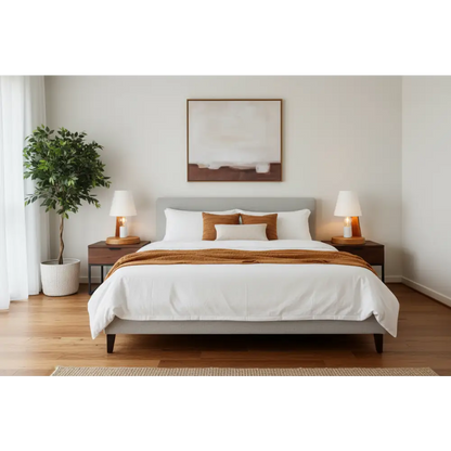 32cm Wooden Base Modern Desk Table Lamp Light Metal Shade Designer - White