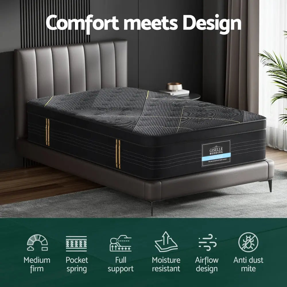 35cm Giselle Mattress King Single Bed Bamboo Pocket Firm Foam