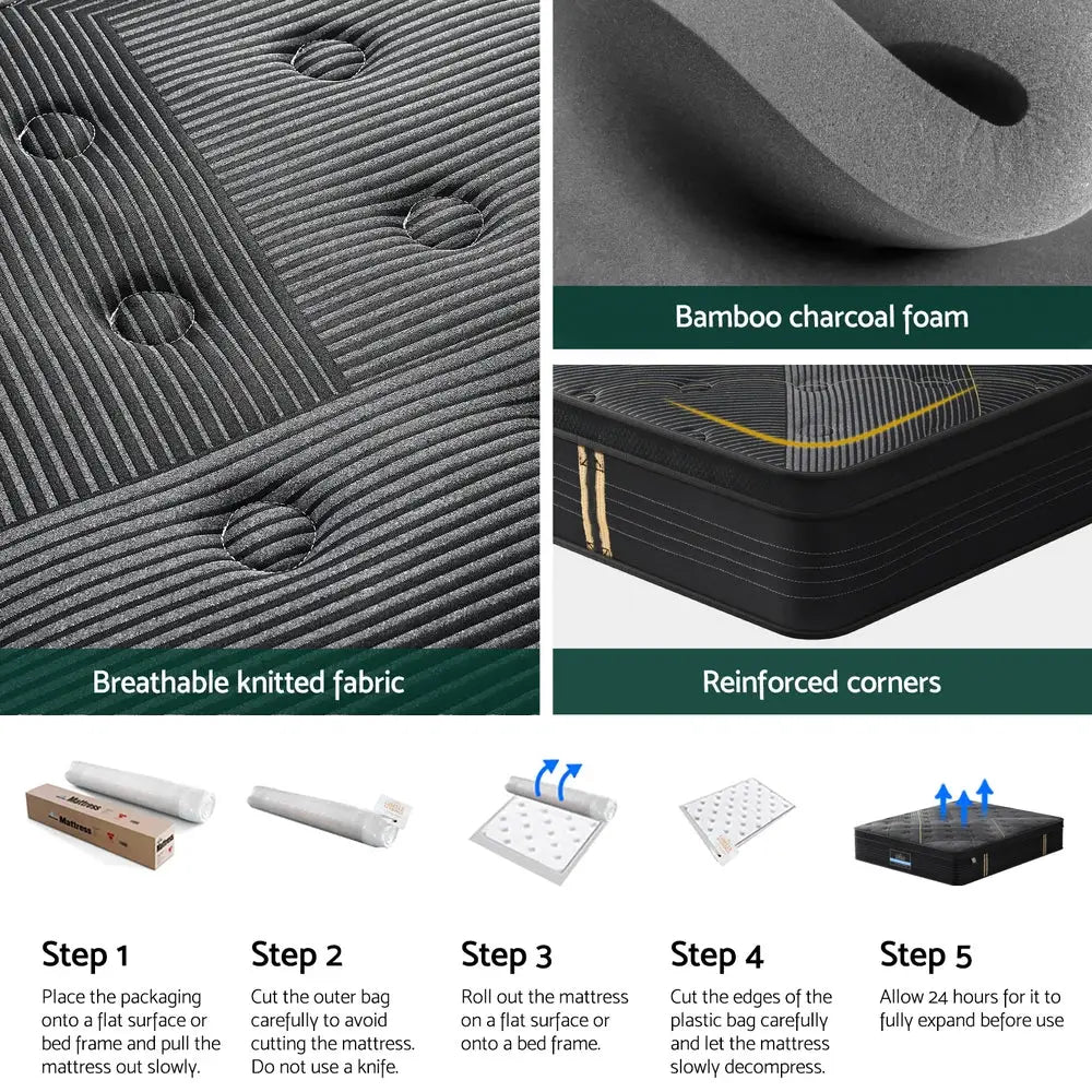 35cm Giselle Mattress Queen Bed Bamboo Pocket Firm Foam