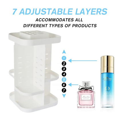 360 Rotating Large Capacity Makeup Organizer for Bedroom and Bathroom (white) | White Plastic Multi-tiered Organizer