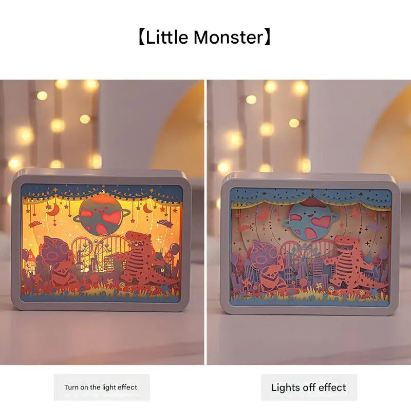 3d Paper Carving Night Light | Little Monsters | Usb or Battery Powered